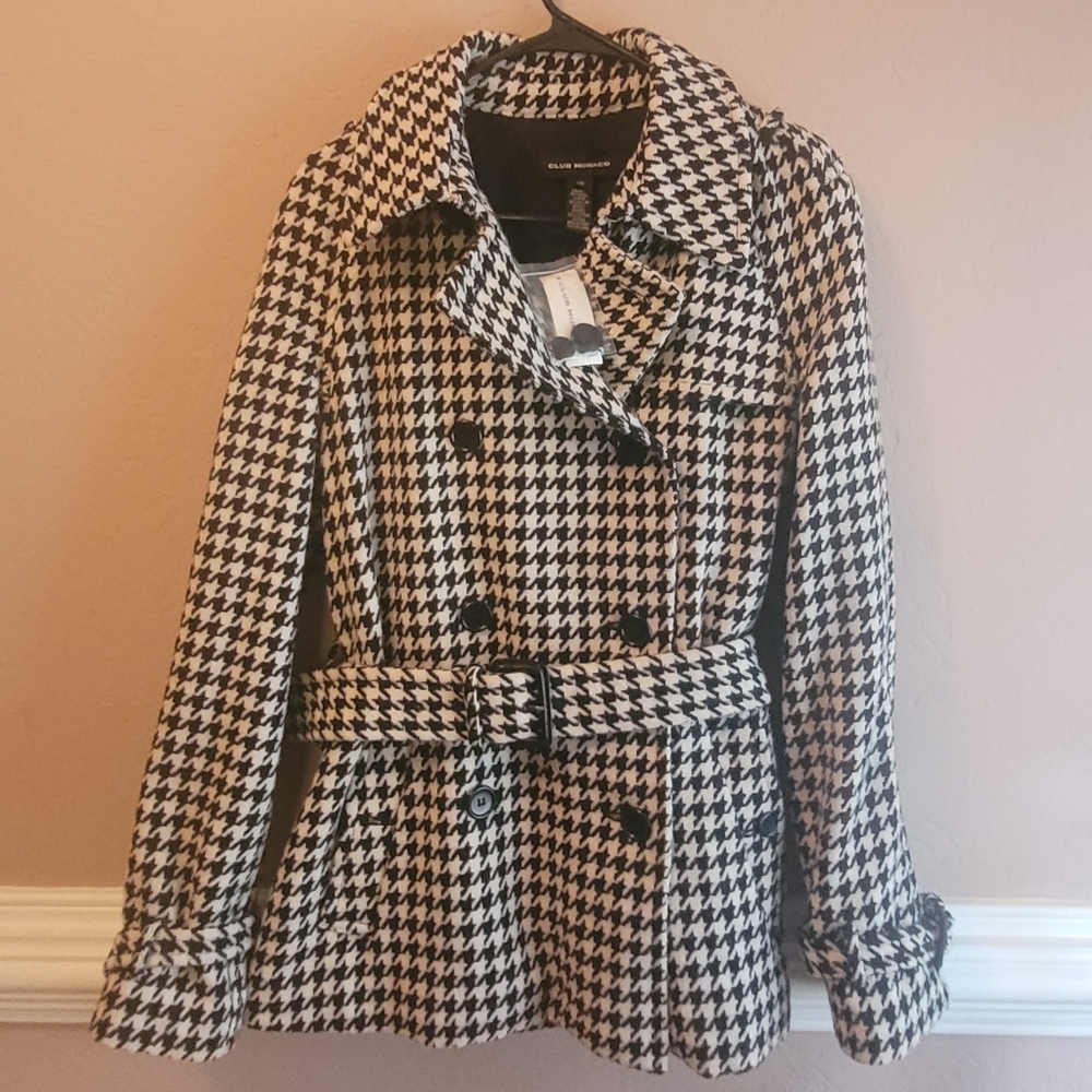 Beautiful Club Monaco Pea Coat Houndstooth pattern